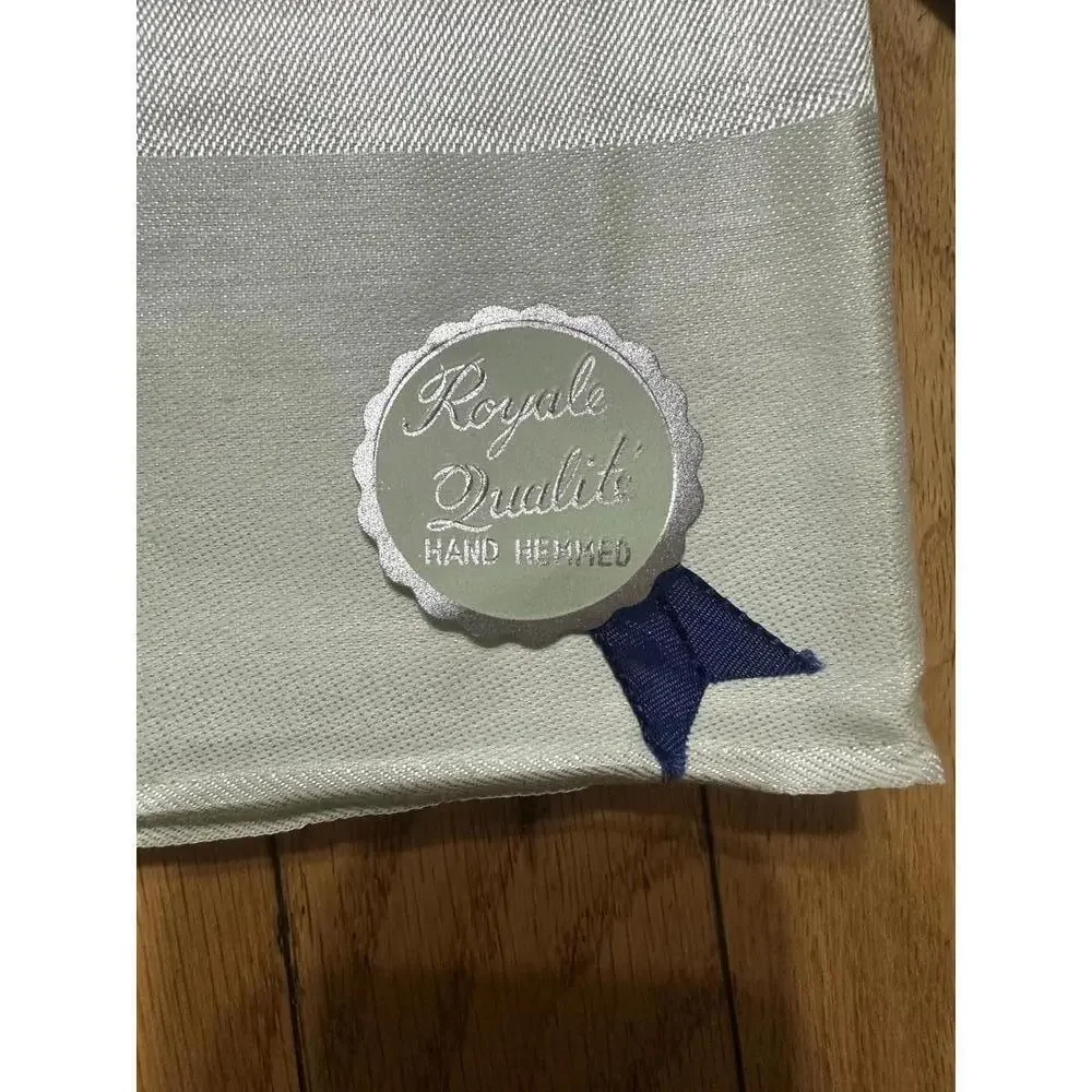 New VTG Mint Green Monogrammed J Linen Tablecloth & 6 Napkins Set Cottagecore
